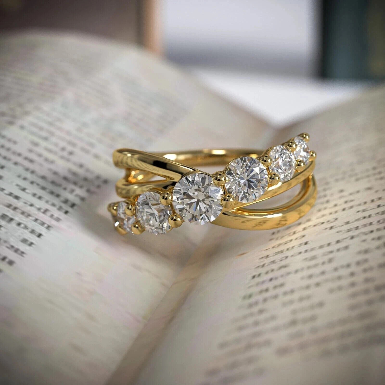 Round Cut Lab-Created Diamond Gorgeous Wedding Band Ring 14k Yellow Gold Plated