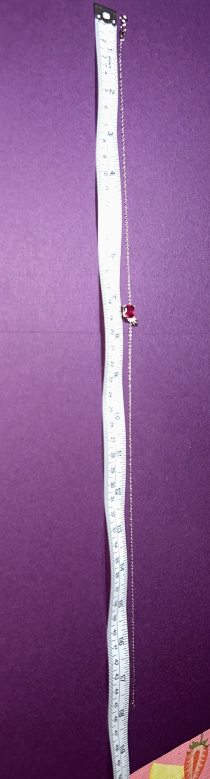 Sterling Silver Necklace with Synthetic Red Stone Marked 925