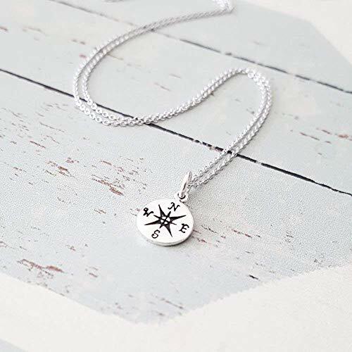 Sterling Silver Small Compass Charm Necklace