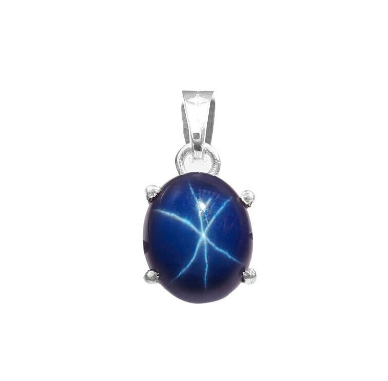 Solid 925 Sterling Silver Star Blue Sapphire Pendant Christmas Gift Unisex Gift