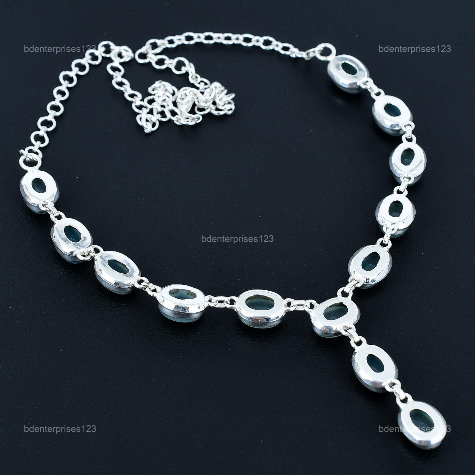 Halloween Deal Natural Aquamarine Birthday Chain Anniversary Necklace 925 Silver