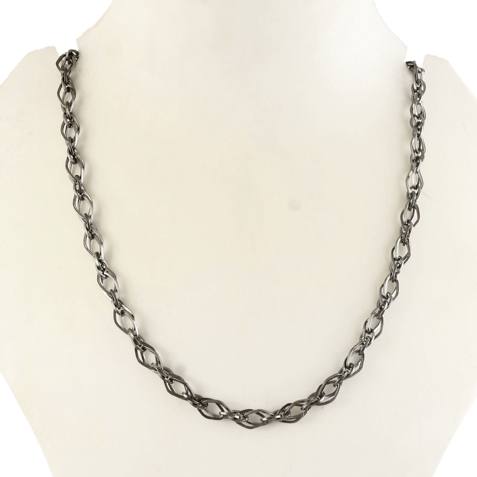 7mm Sterling Silver Oxidized Long Rambo Chain Necklace | Solid 925 Silver Chain
