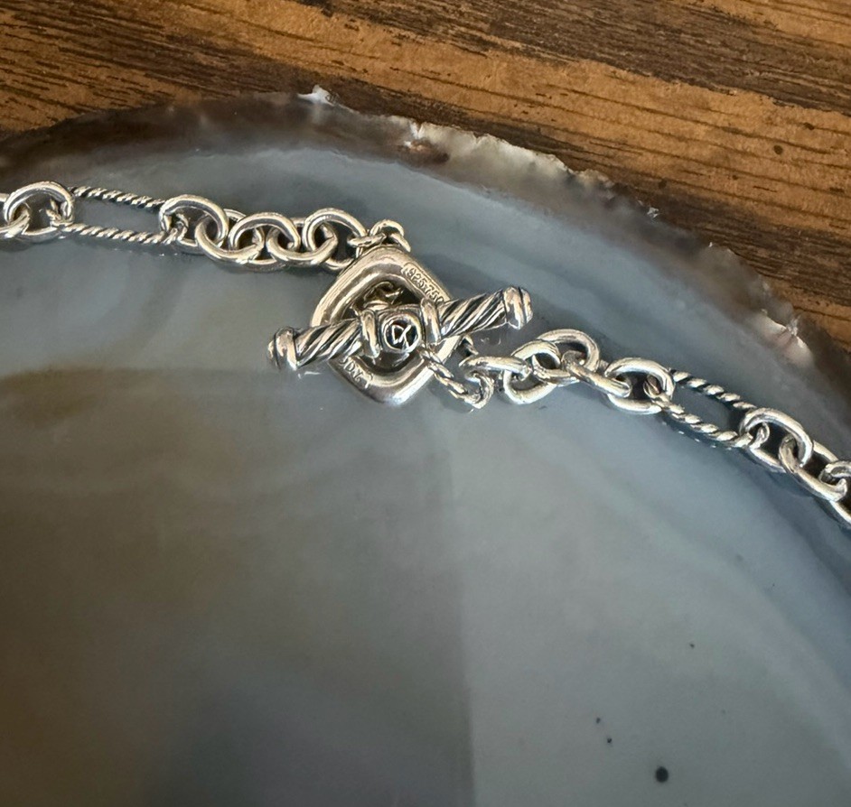 David Yurman Sterling Silver 925/18K Smoky Quartz Chain Necklace﻿