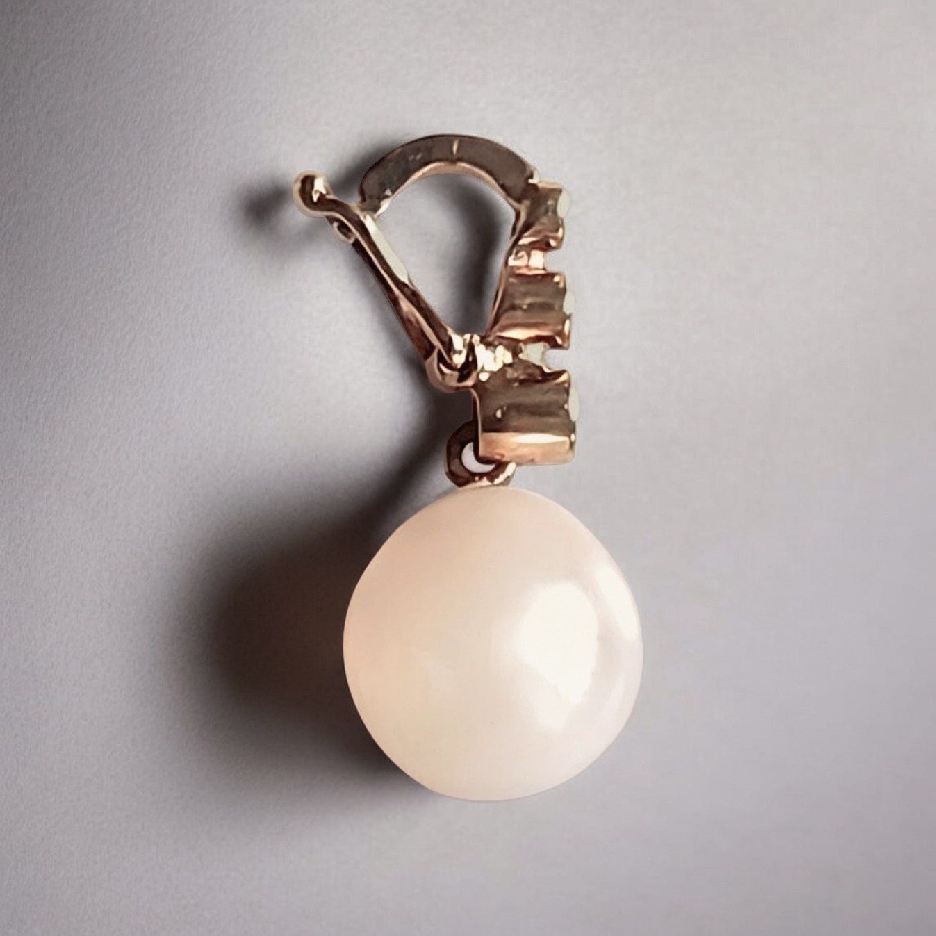 14k Yellow Gold South Sea Pearl & Diamonds Enhancer Pendant Locking Bail Estate