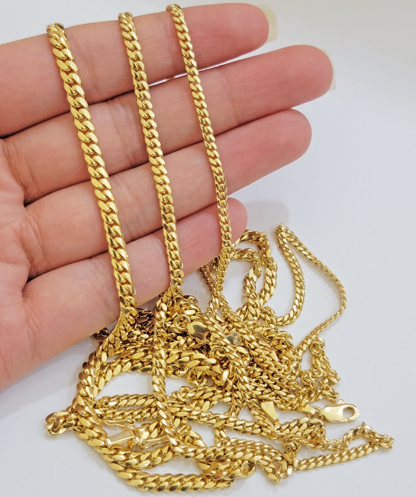 Solid 18k Gold Chain Necklace Miami Cuban Link 2.5mm-4mm 18″-26 Inch Real 18kt