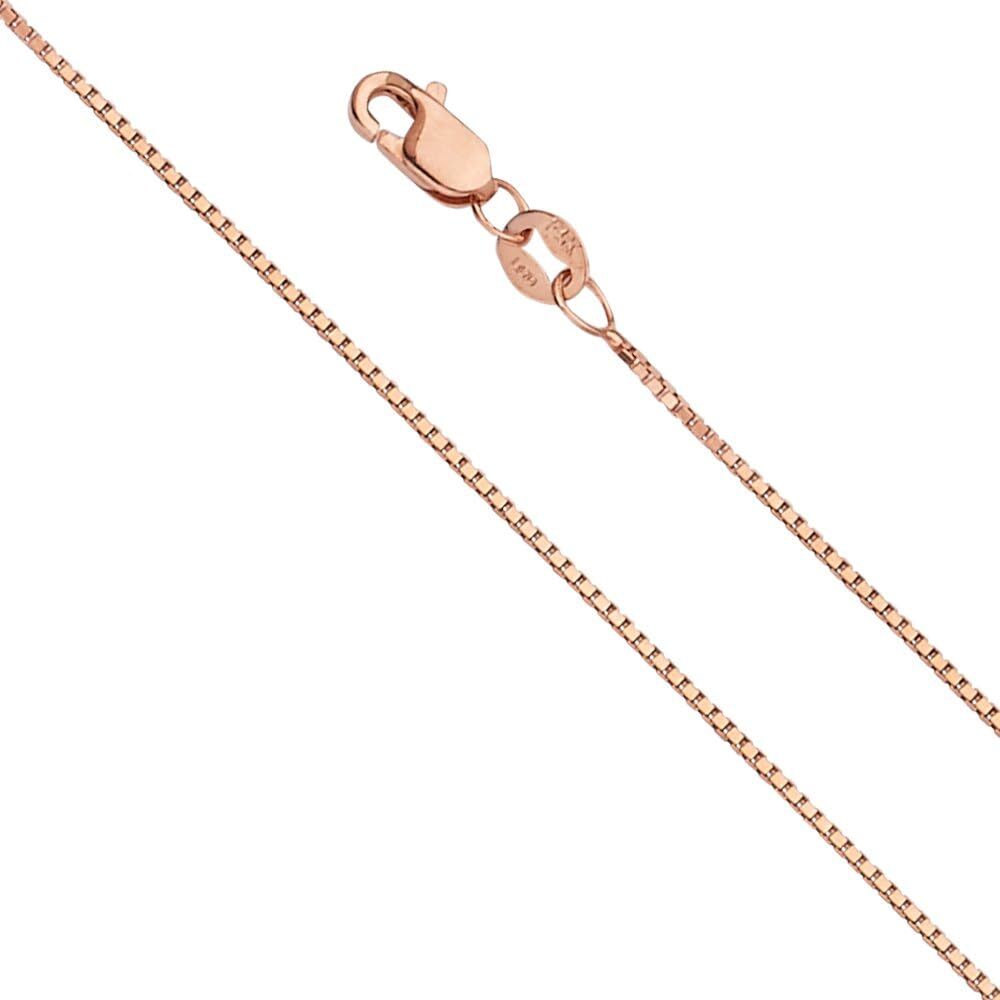1-2mm 14k REAL Yellow Gold Solid Claw Clasp Box Link Chain Necklace with Lobster