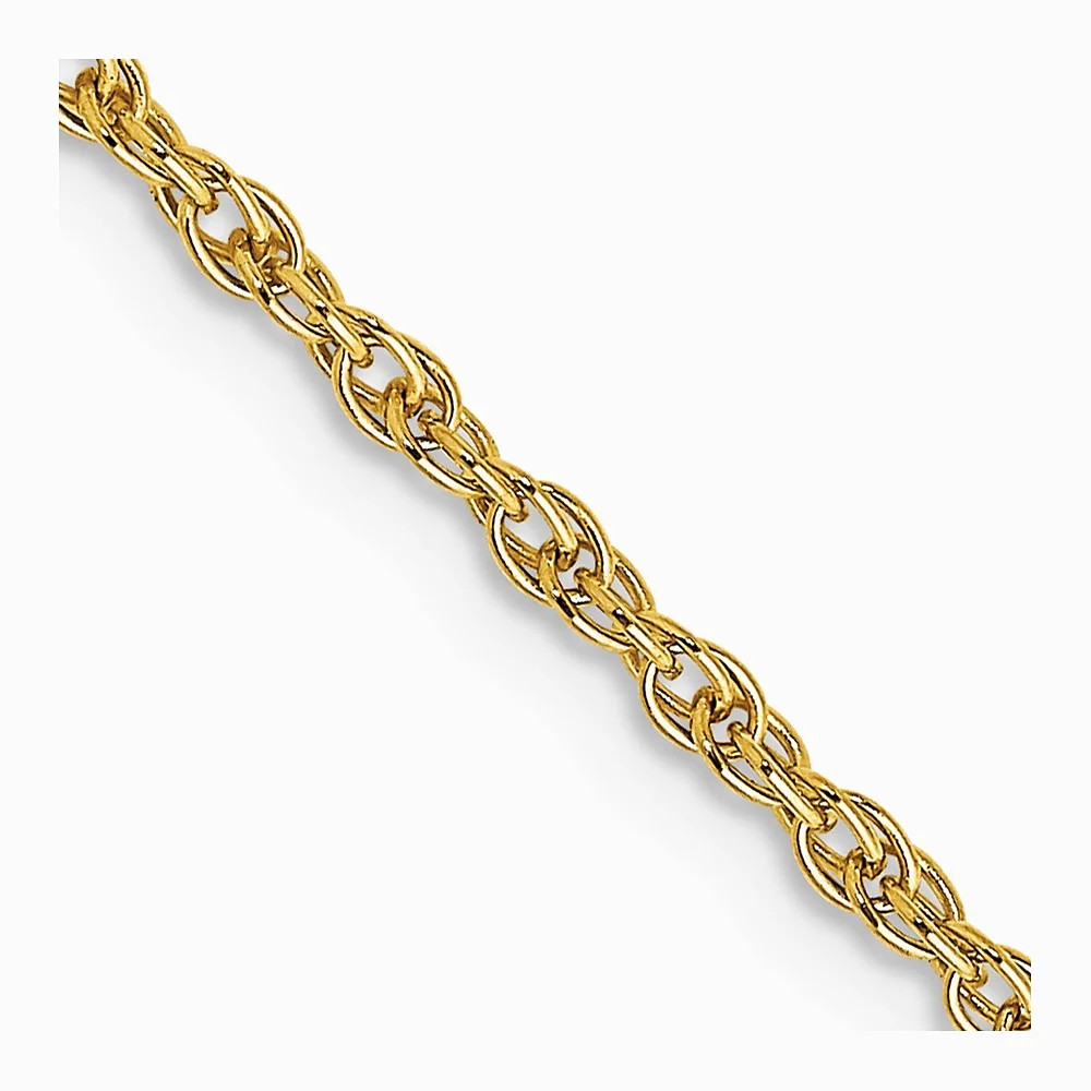 14K Yellow Gold 1.55mm Carded Cable Rope Chain Necklace 16″-24″