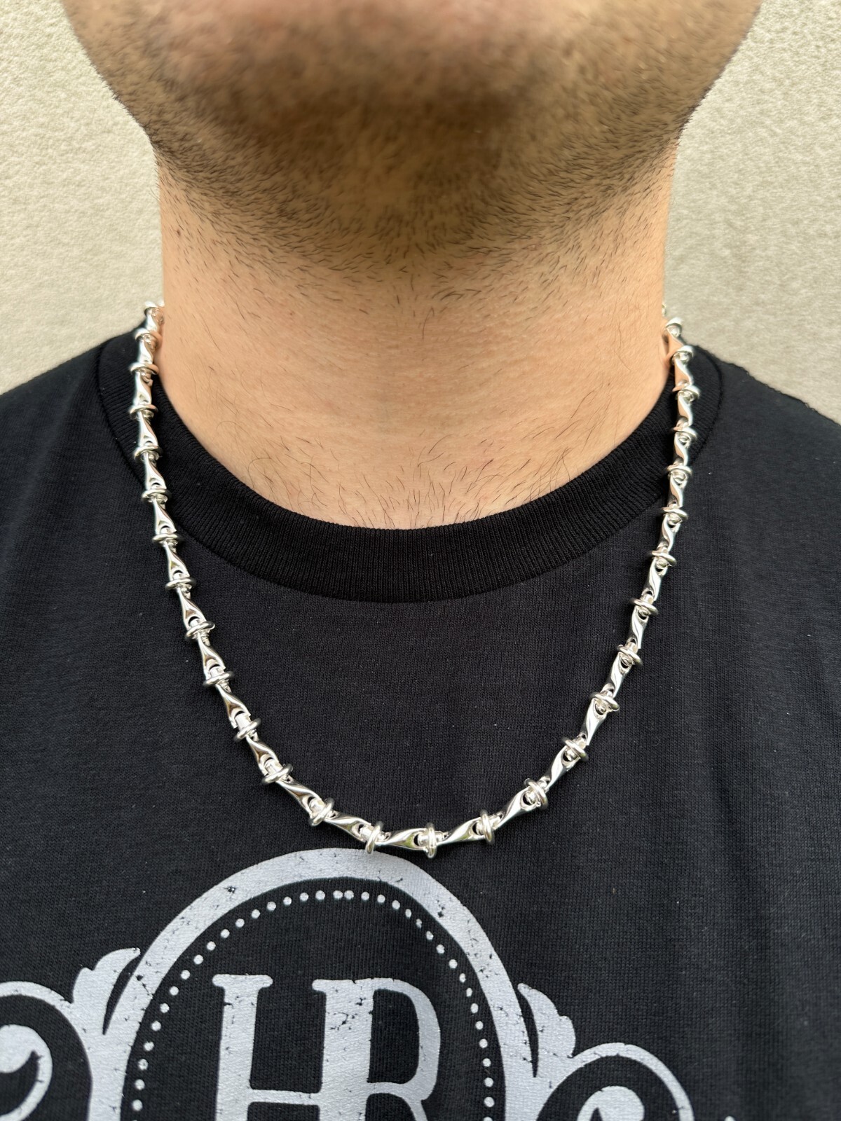 Real 925 Sterling Silver Custom 8mm Barbed Wire Link Chain Necklace Or Bracelet