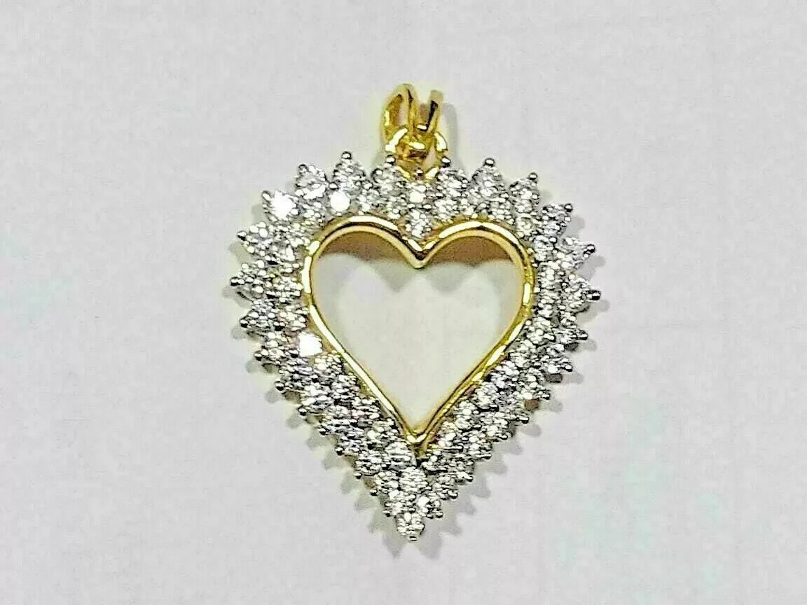 3Ct Round Diamonds Heart Shape Women’s Pendant 14K Yellow Gold Finish Free Chain