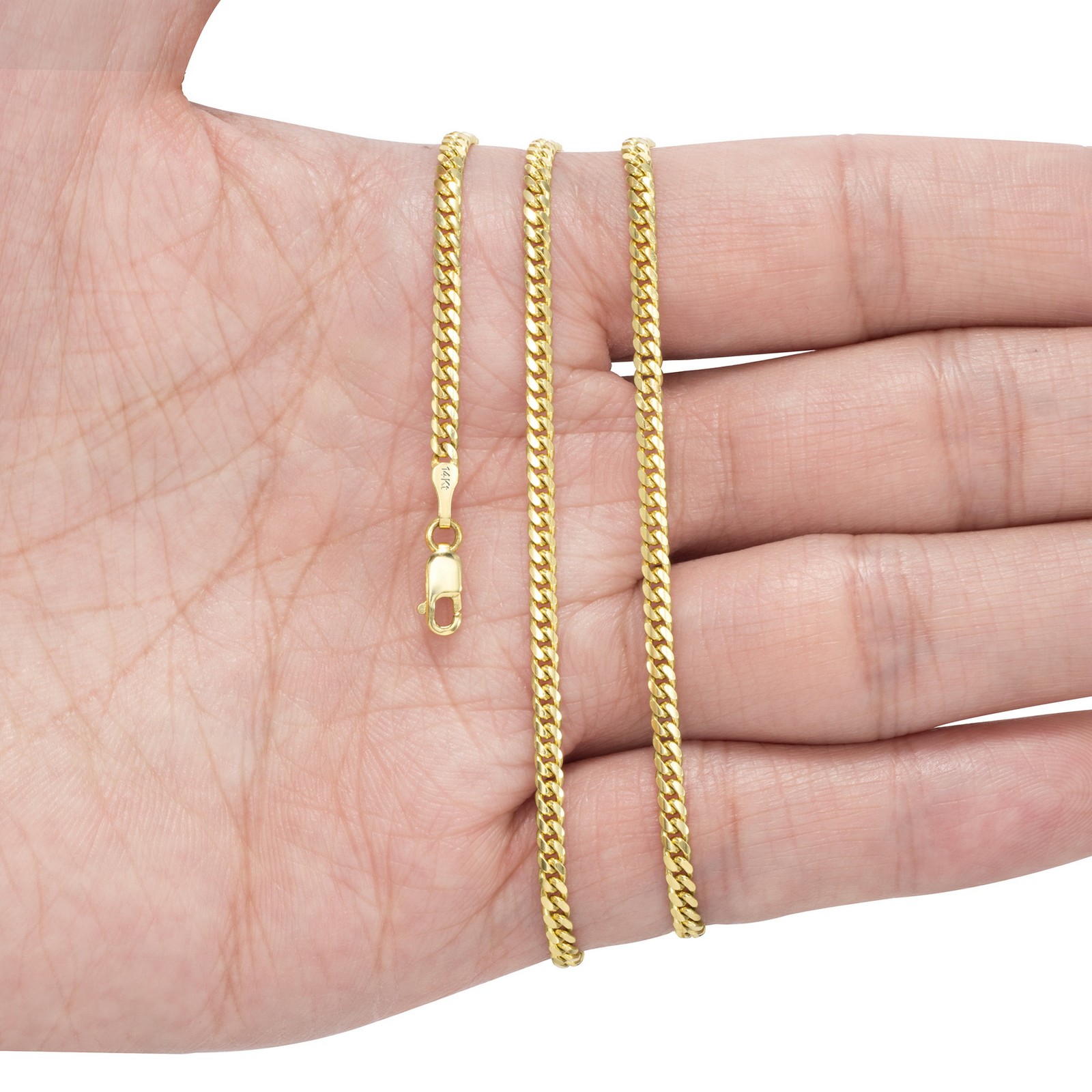 14K Yellow Gold Solid 2.7mm-11mm Miami Cuban Chain Necklace Mens Womens 16″-30″