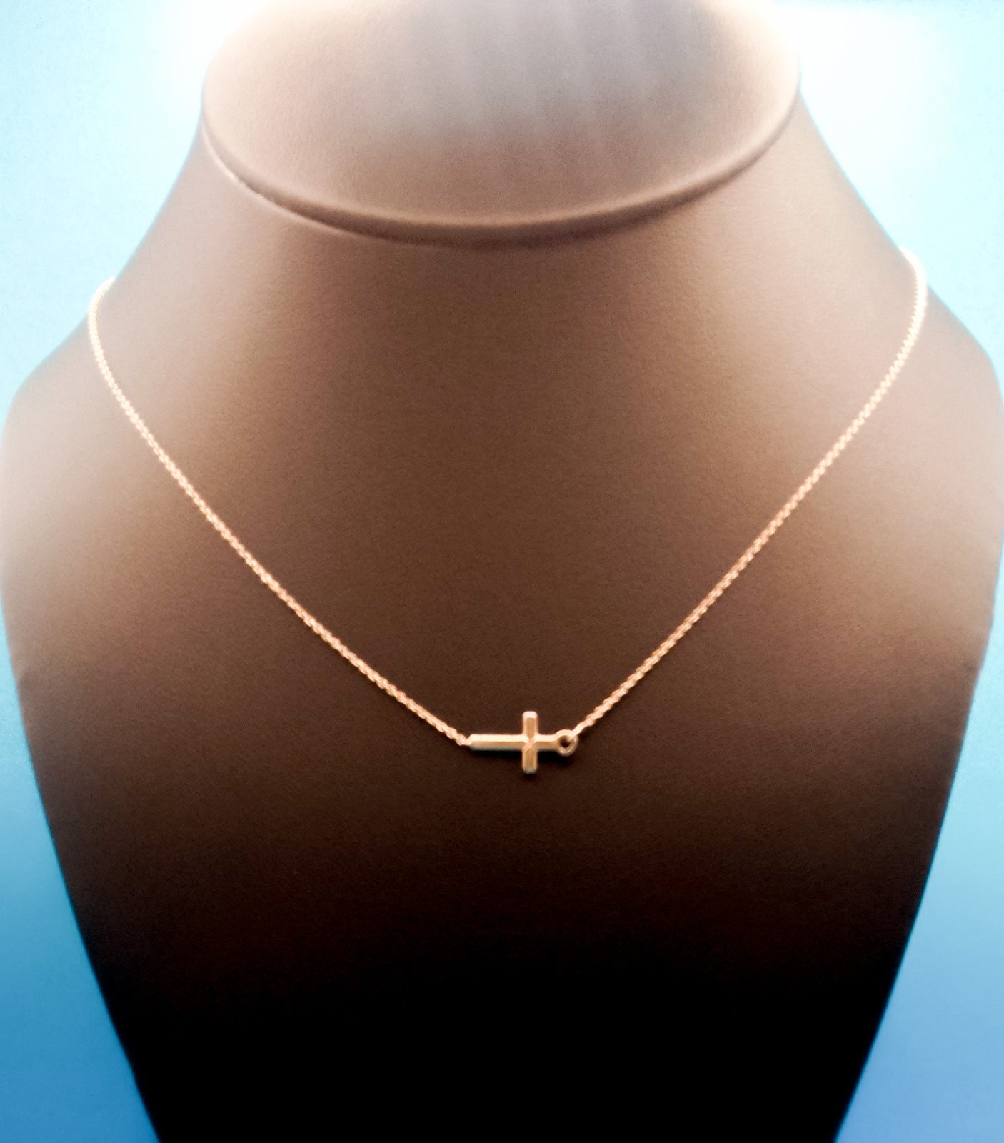 925 Sterling Silver Gold Vermeil Danecraft Cross Pendant Necklace Minimalist