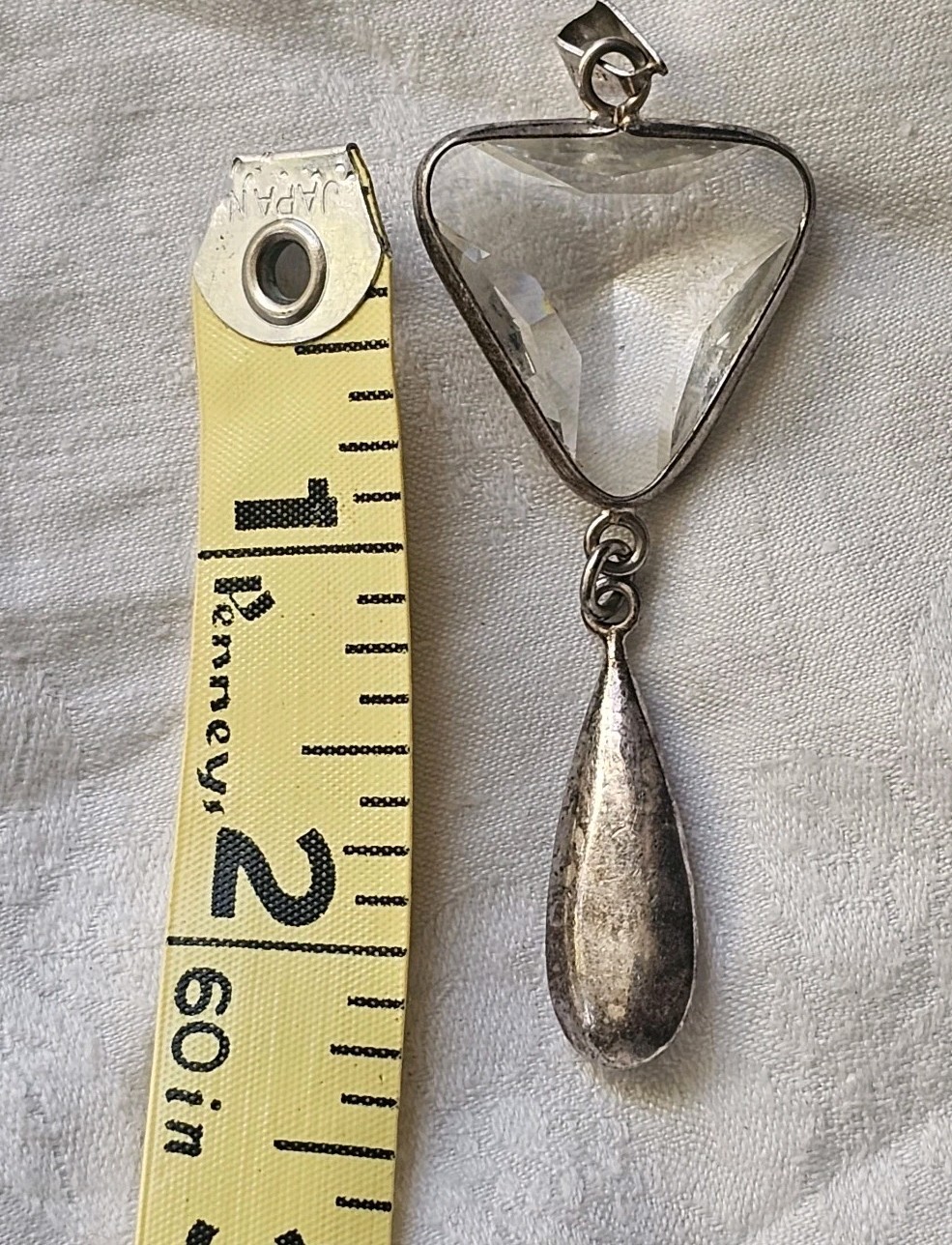 Faceted Clear Crystal Pendant Sterling Silver & Female Tribal Sterling Charm