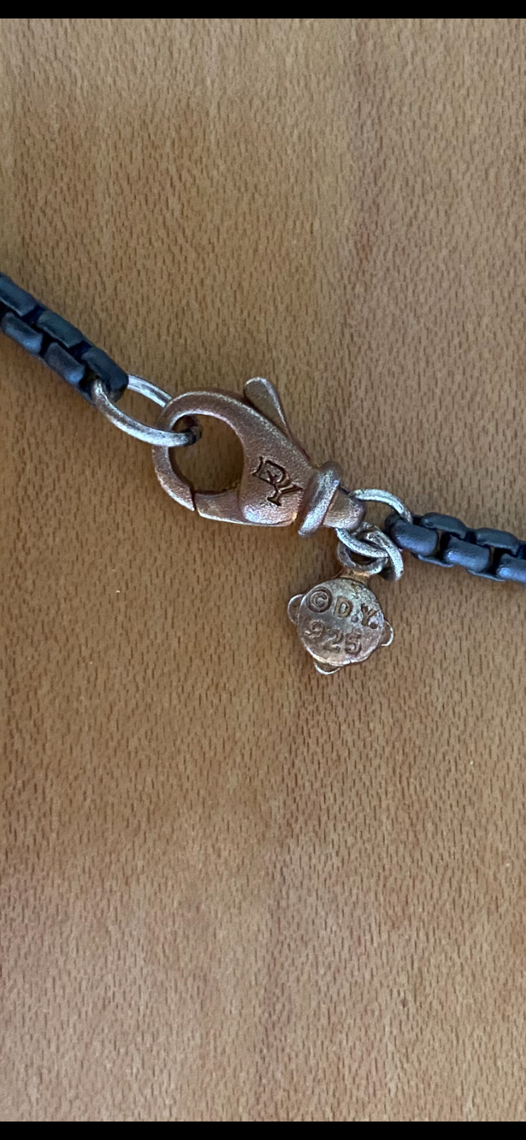 David Yurman 36″ Small Box Chain in Darkened Sterling Silver – NWOT