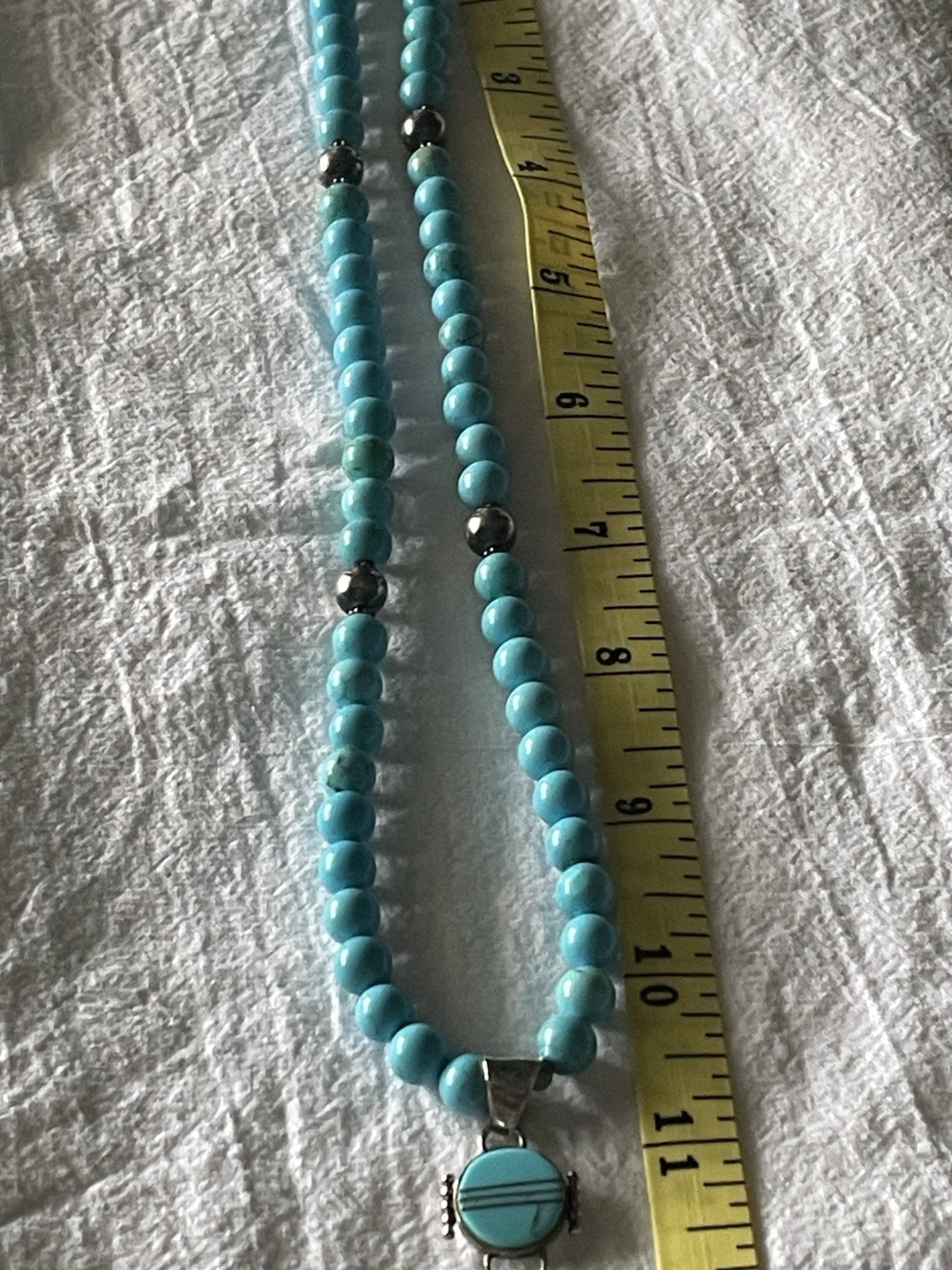 Sleeping Beauty and Sterling Silver Bead Necklace with SS Pendant