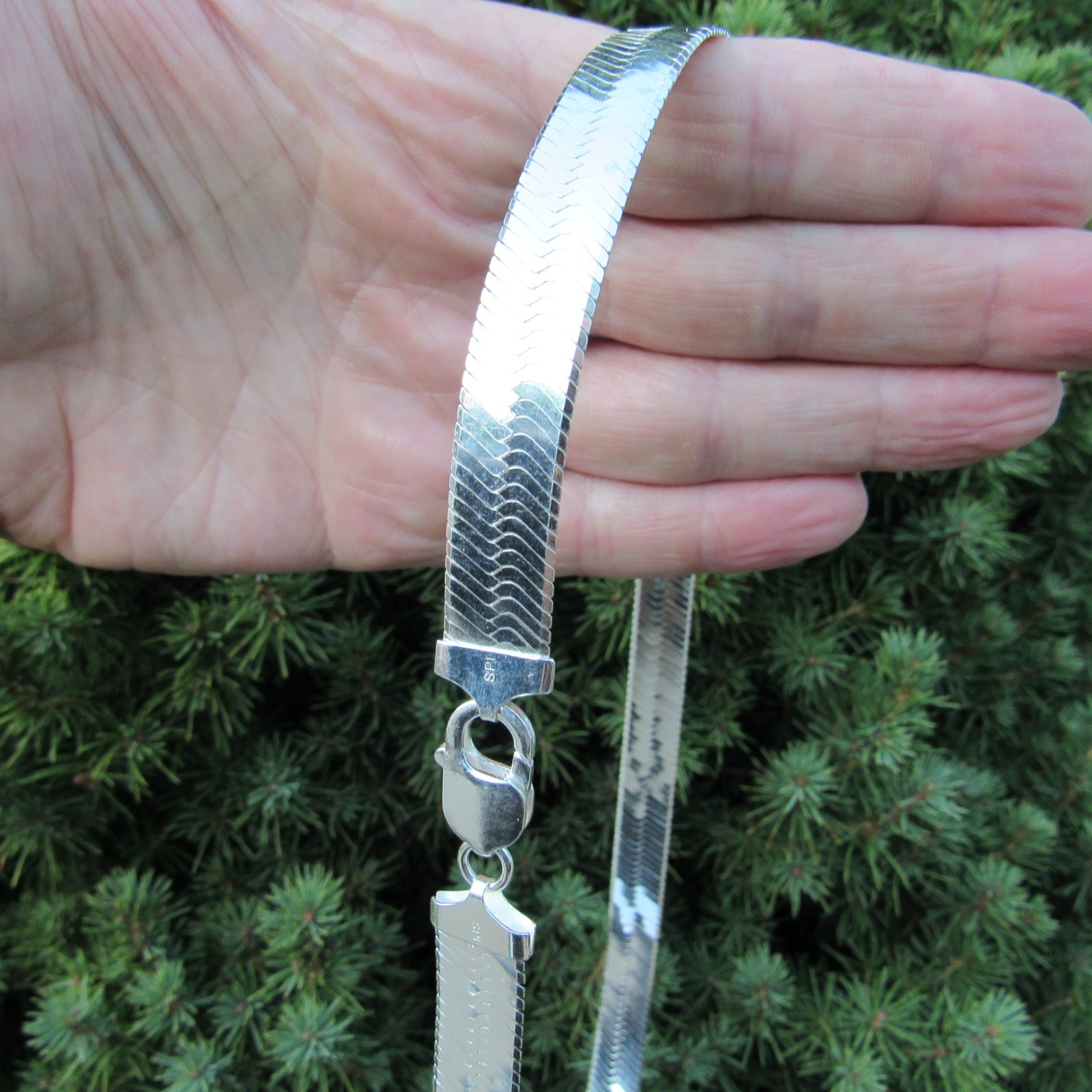 Solid 925 Sterling Silver Italian Herringbone Flexible Chain Necklace / Bracelet
