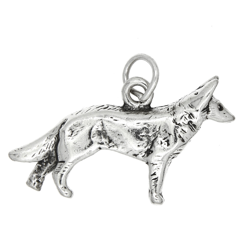 Sterling Silver Large 3D German Shepherd Dog Charm or Pendant
