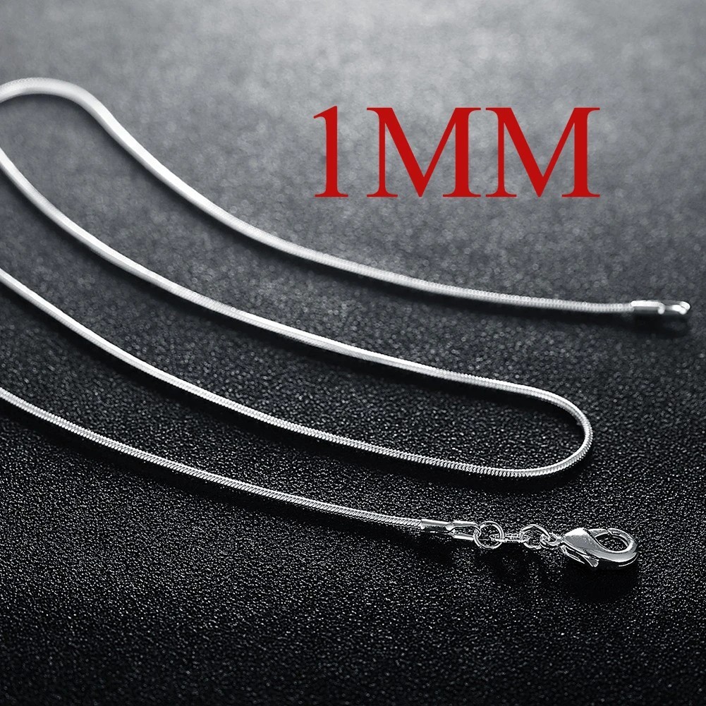 Men&Women’s 925 Sterling Silver Tarnish-Free Italian Snake Chain Necklace 16-24*