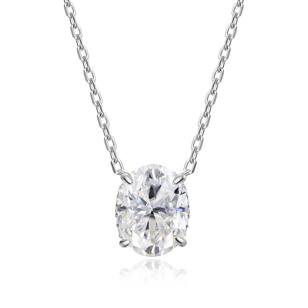 1-4.5ct Oval Moissanite Necklace 925 Sterling Silver Pendant Women Jewelry