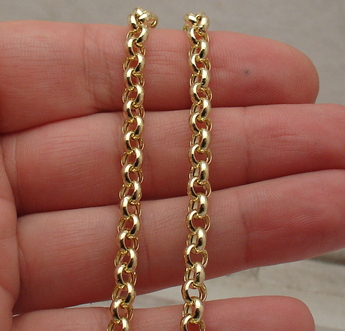 5.3mm Rolo Chain Necklace Real 14K Yellow Gold 16″ 18″, 20″, 22″, 24″ 26″ 28″ 30