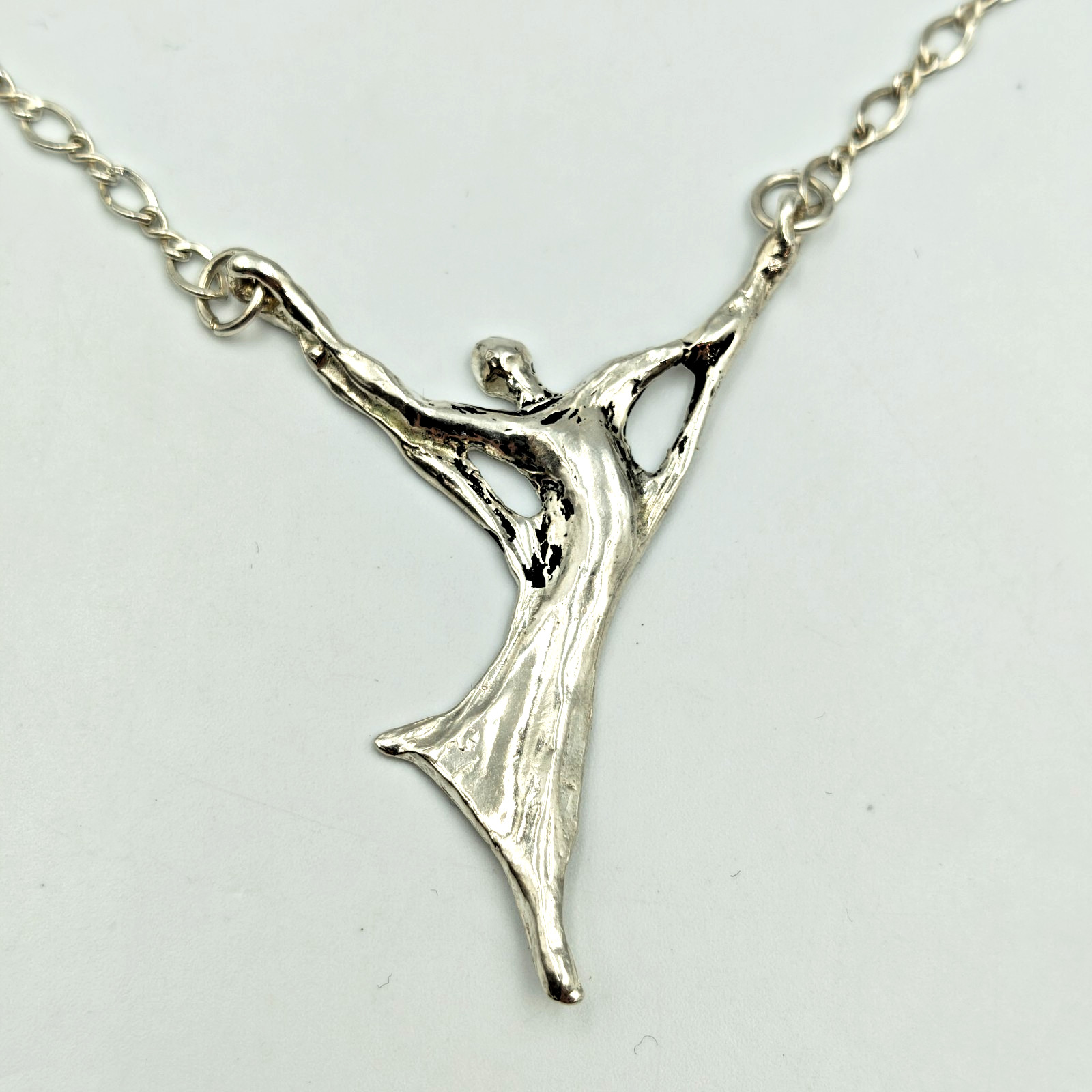 Harriet Forman Barrett Sterling Silver 925 Figurative Female Dancer Necklace 19″