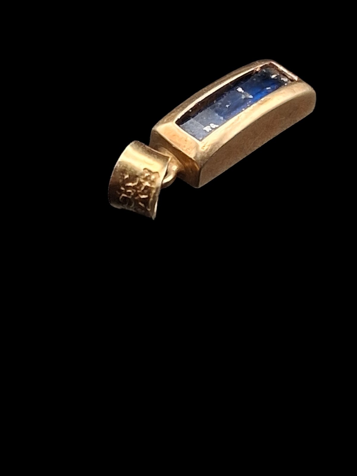 Vintage European 14K Gold 585 Lapis Lazuli Pendant Mid Century Modernist 1.6g