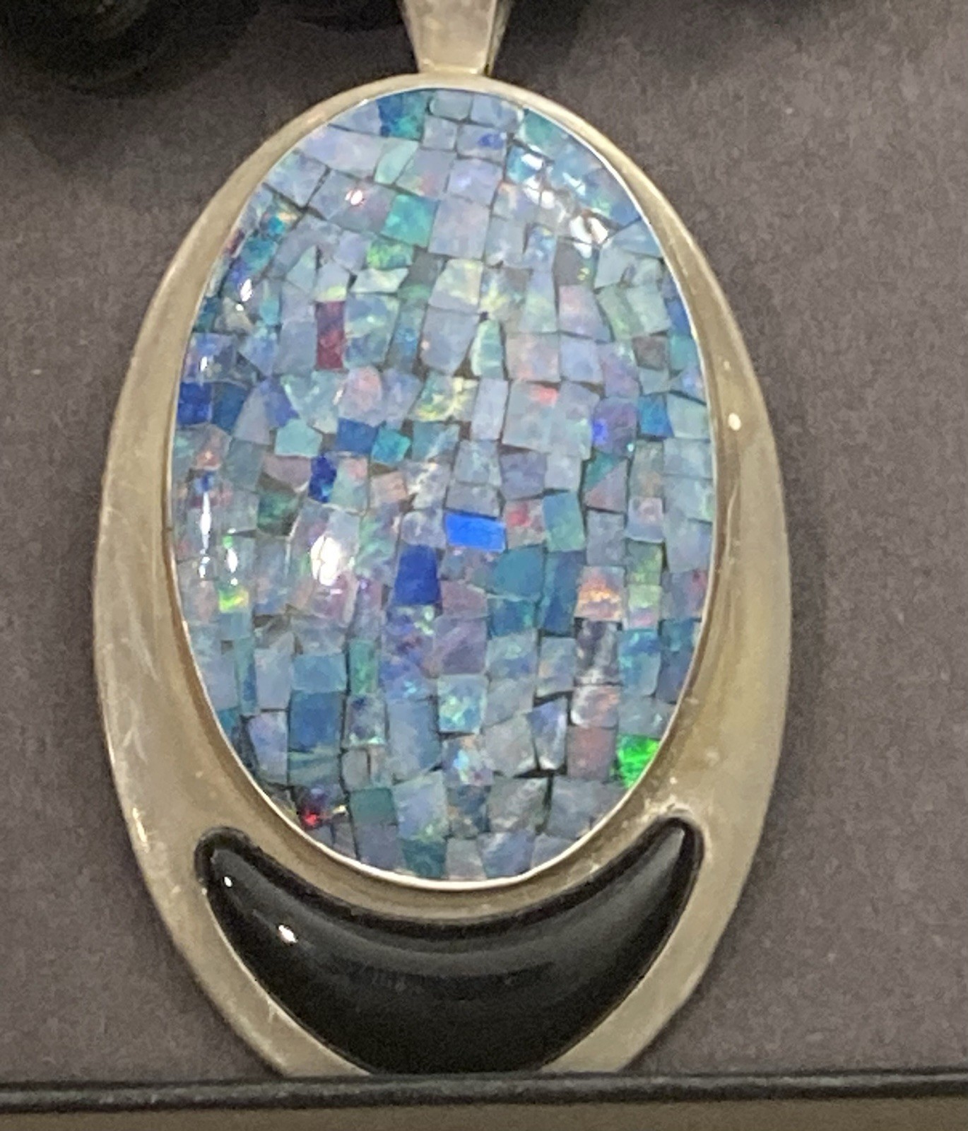 Jay King DTR Mosaic Opal Black Onyx Bead Sterling Necklace
