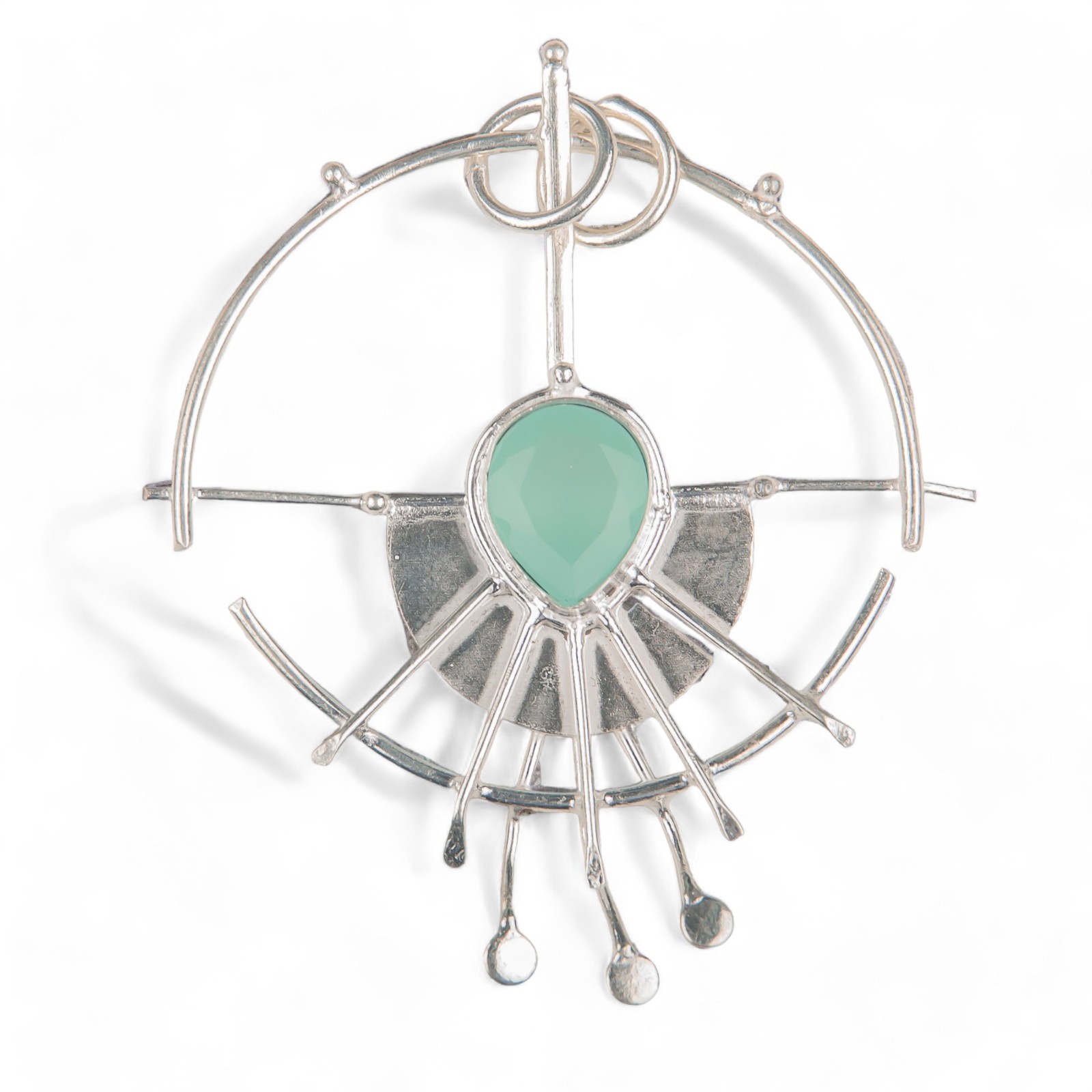 Aqua Chalcedony Gemstone Jewelry 925 Silver Handmade Dainty Pendant 2.2″ For Her