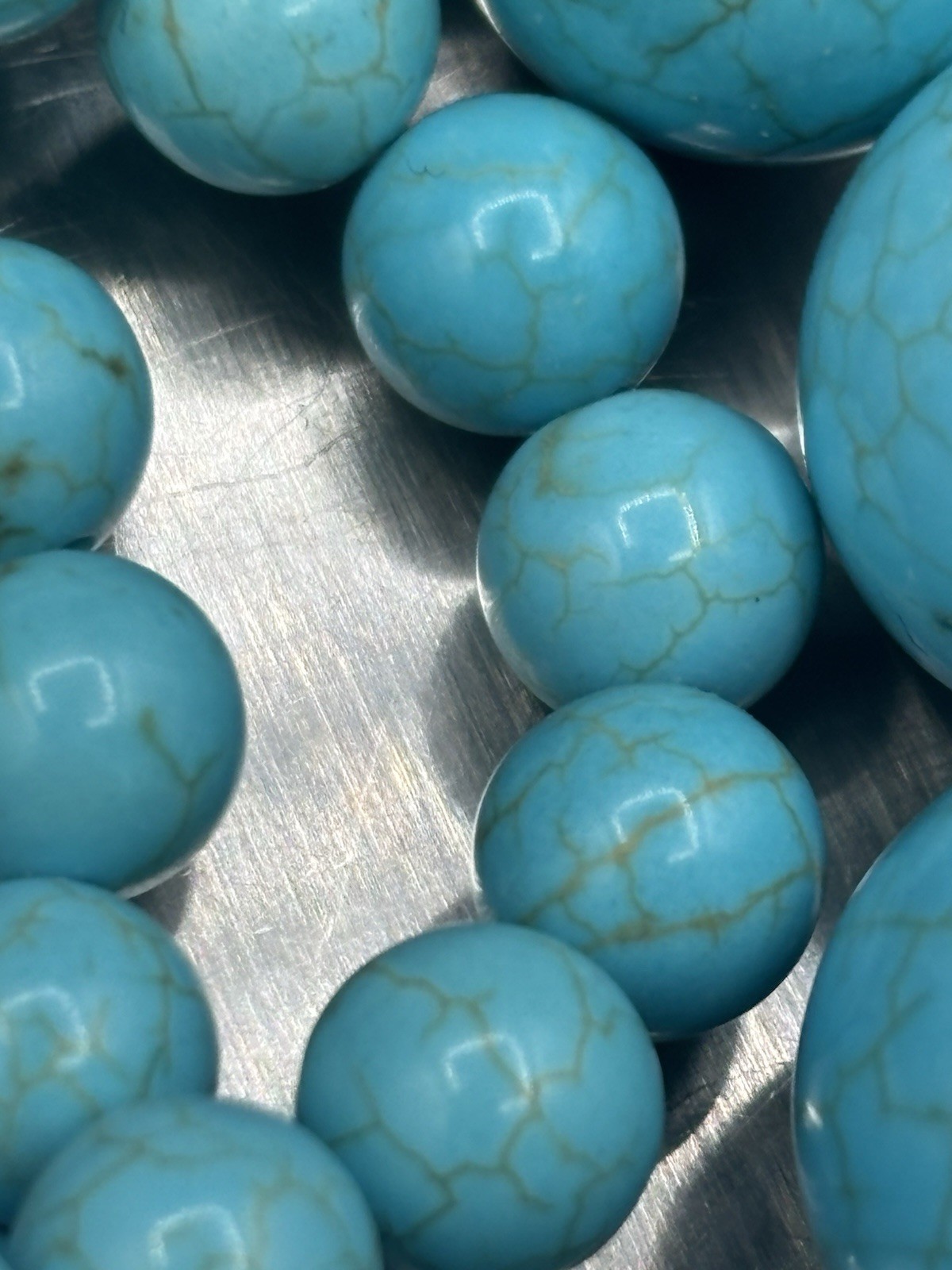 Sterling Silver Turquoise Graduate Beaded Necklace 113 Grams