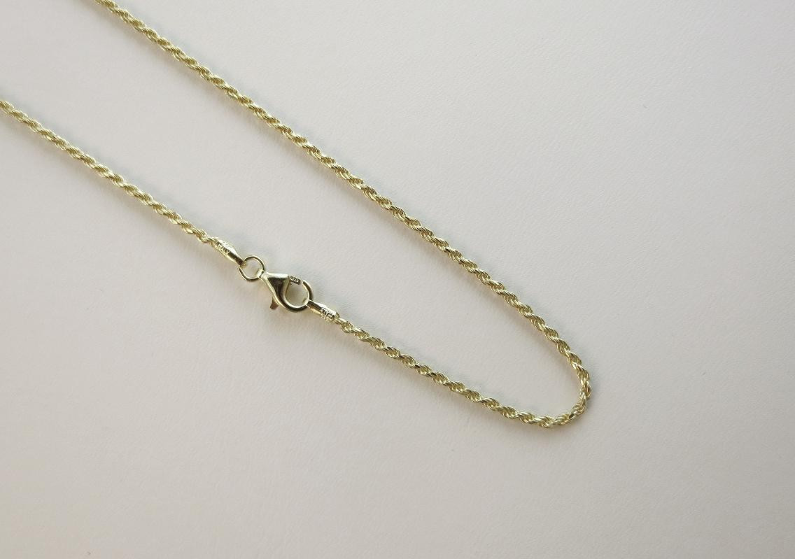 Vermeil 1.5mm Diamond Cut Rope Chain. Pure.925 Italian Chain 7,8,9,10,11, 14to30