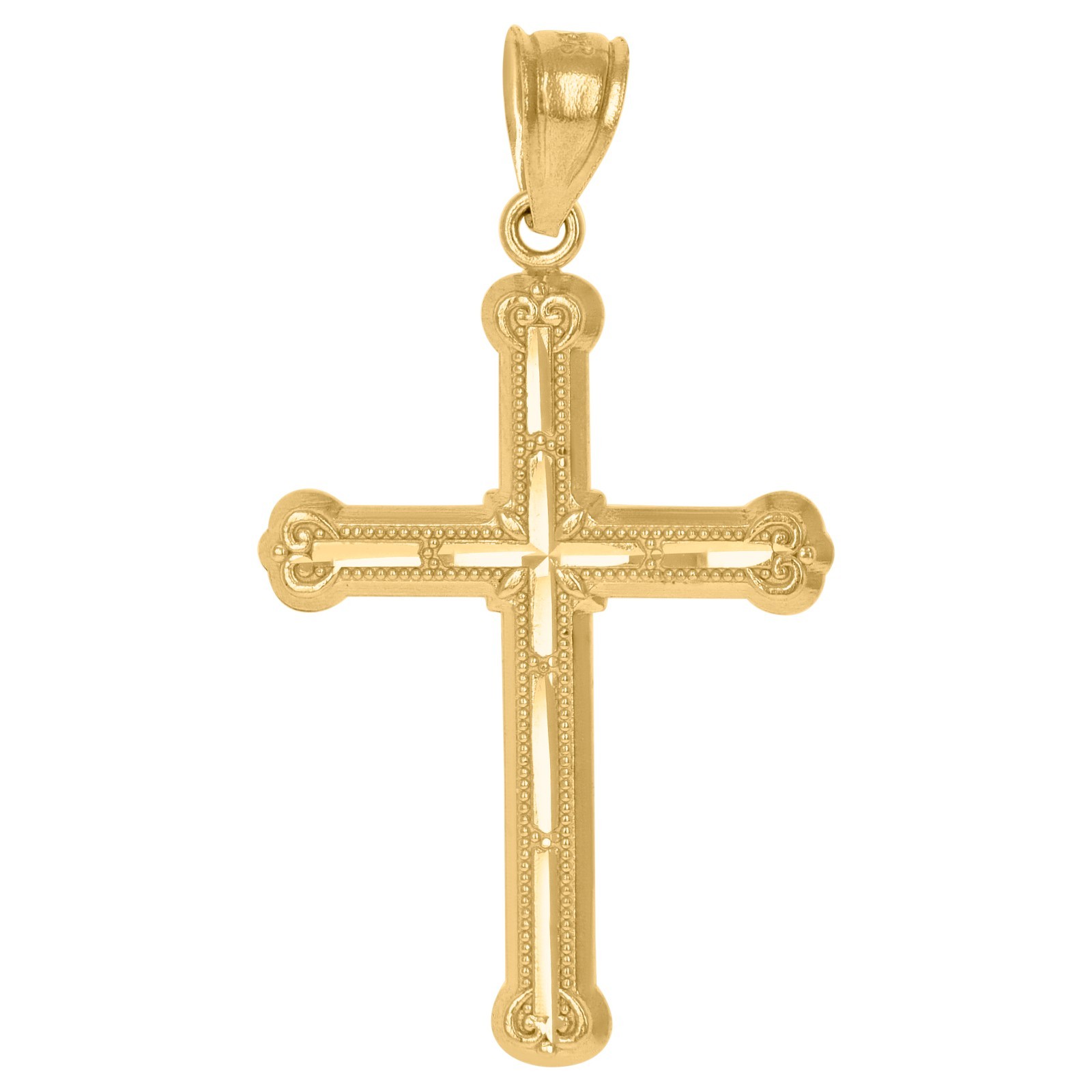 Polished Unisex Adults 10k Yellow Gold 1.2gms Cross Religious Charm Pure Pendant