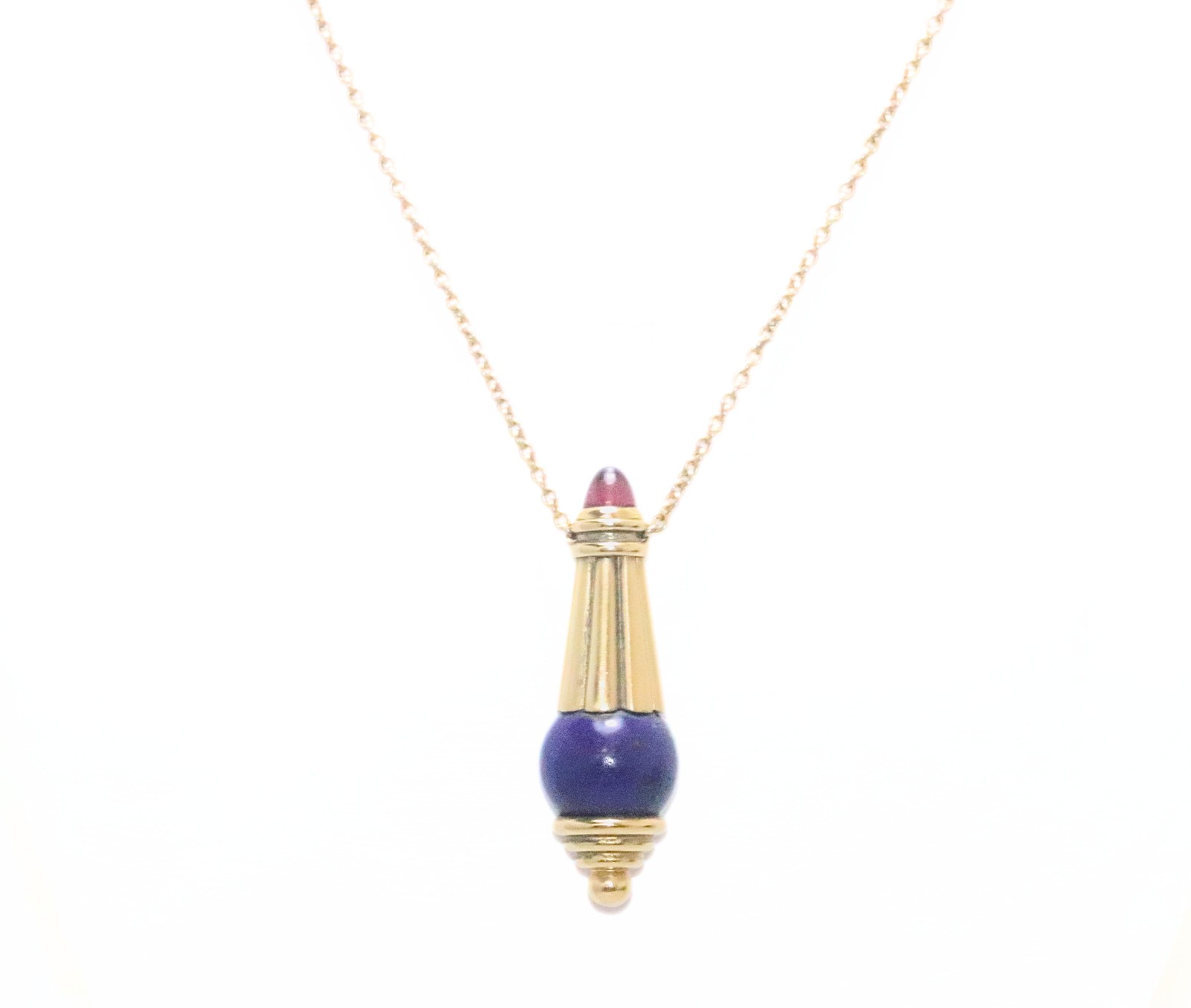 18K Gold Lapis Amethyst Pendant Necklace