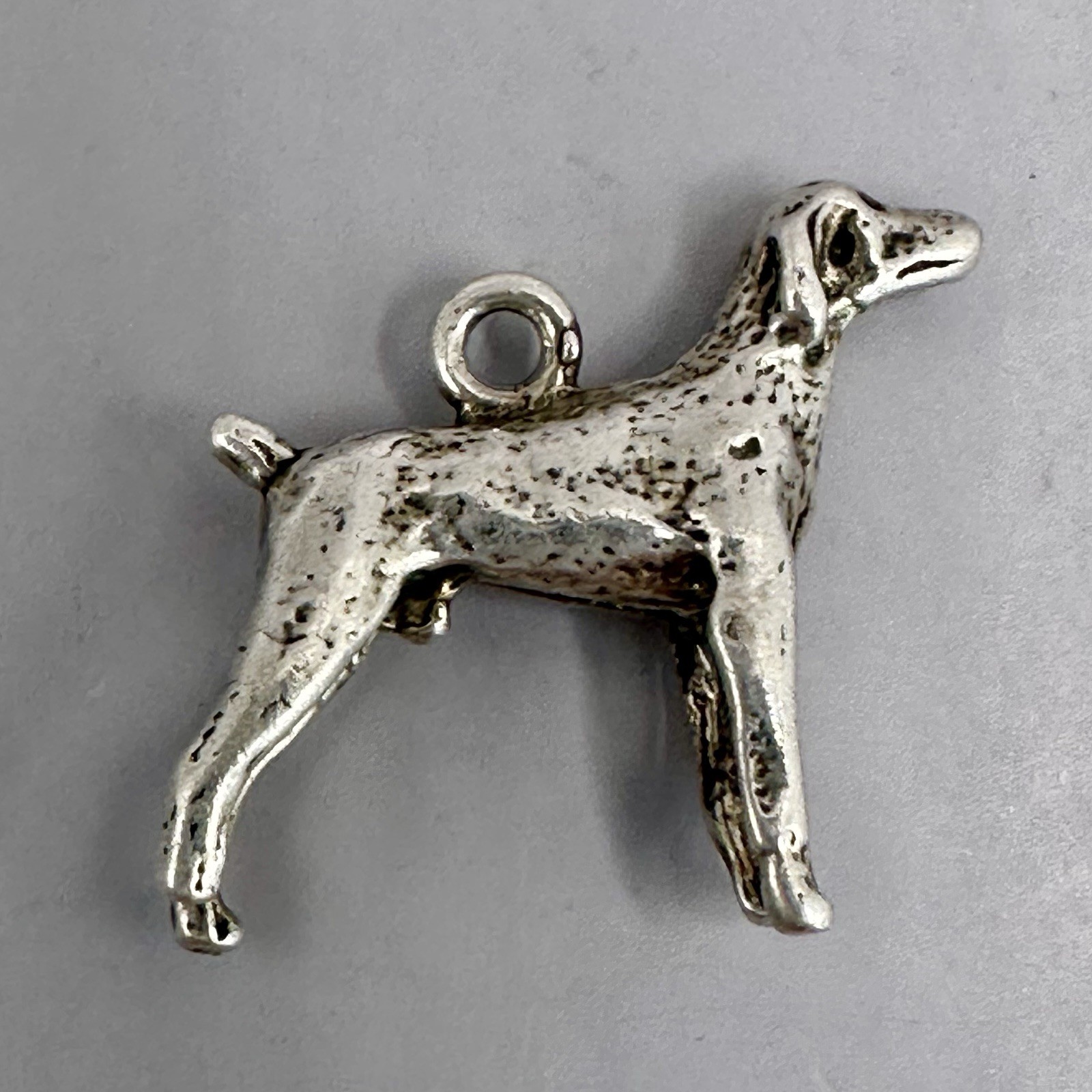 German Shorthaired Pointer Dog Charm Pendant 3D Figural Sterling Silver Hunting
