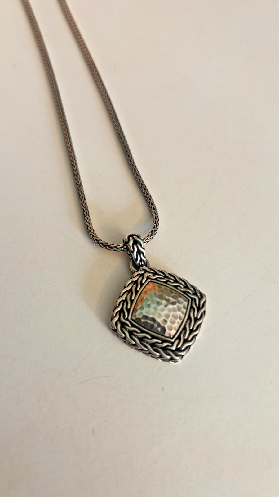 JOHN HARDY Classic Chain Palu Hammered Pendant Necklace in 925 Silver