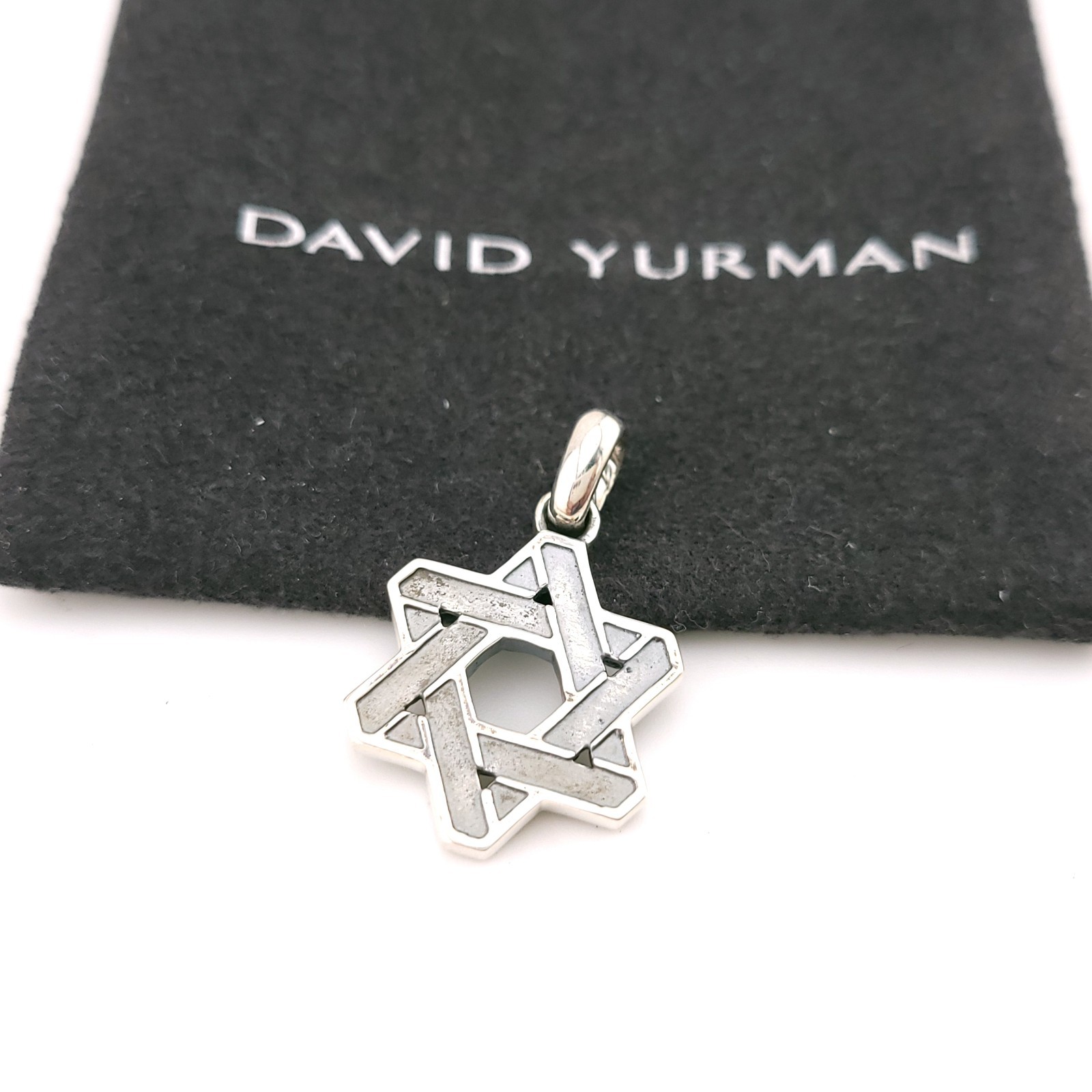 David Yurman Sterling Silver 19mm Star of David Amulet Tag Pendant