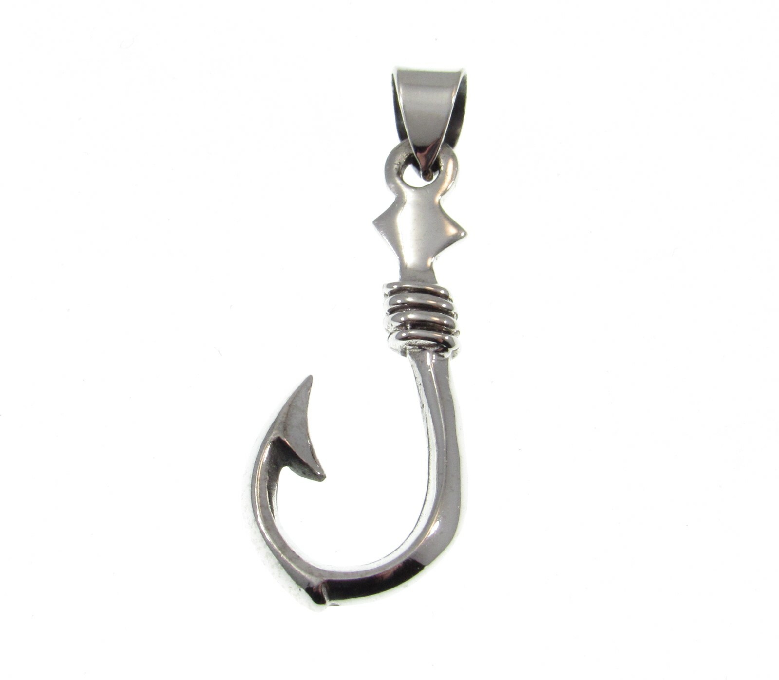 Handcrafted Solid 925 Sterling Silver 3D Nautical Barbed FISH HOOK Pendant