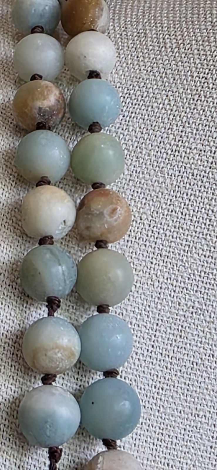 64″ Extra Long Matte Amazonite Necklace Hand Knotted Natural Gemstone Beads Gift
