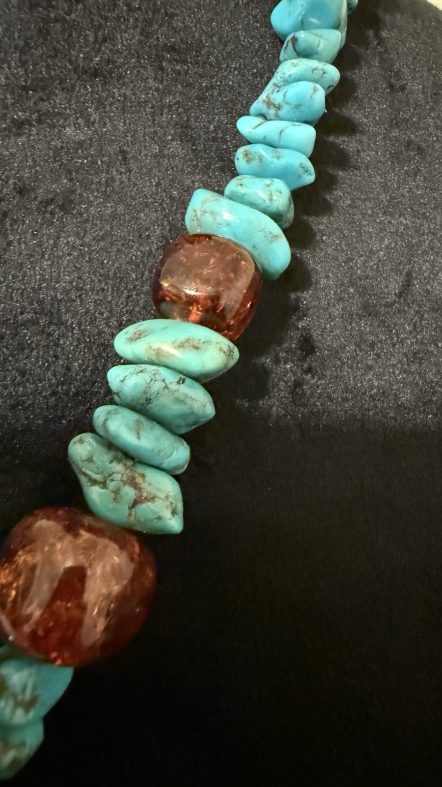 Jay King DTR Desert Rose Turquoise Nuggets Amber 22.5″ Necklace Signed Southwest