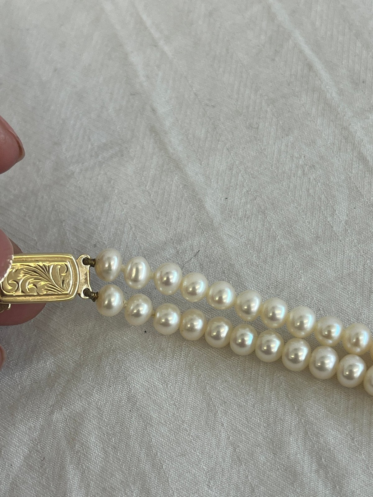 Vintage Lotus 9ct Gold Cultured Pearls Double Strand Necklace with Box