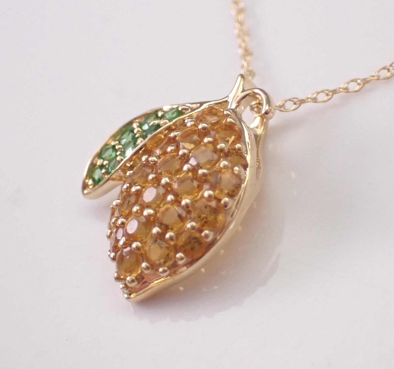 2 Ct Lab Created Citrine Lemon Charm Pendant Necklace 14K Yellow Gold Plated