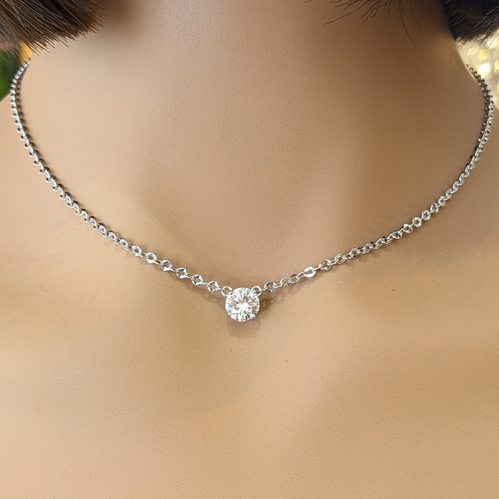 GIA 1.06ct F-VS2 Diamond Pendant Necklace in 14k & 18k White Gold – HM2754AS