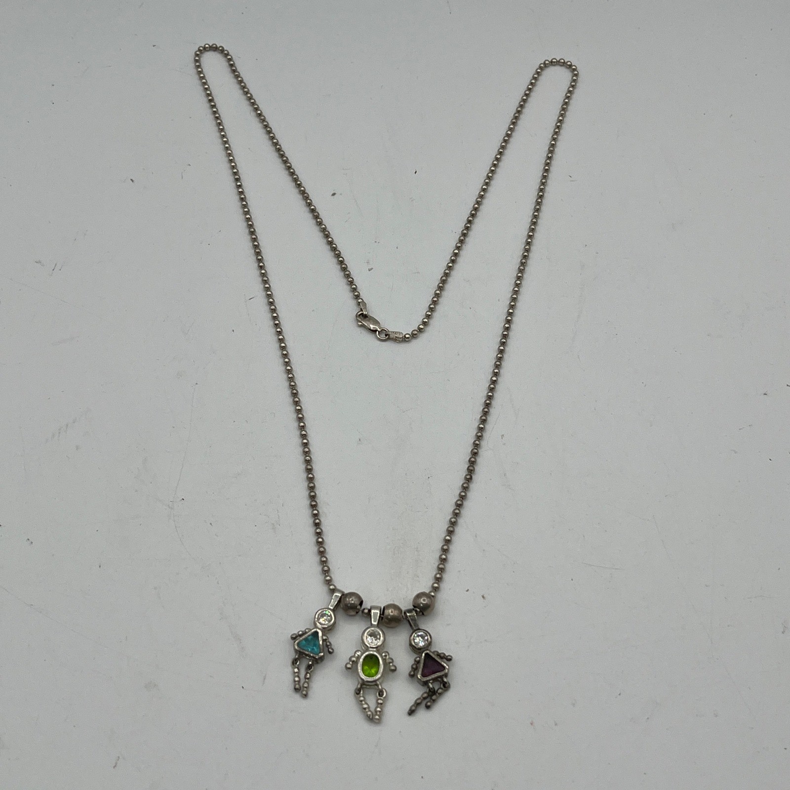 Silver 925 Ball Bead Chain Birthstone Kids Charm Pendants Aug Feb. Dec Necklace