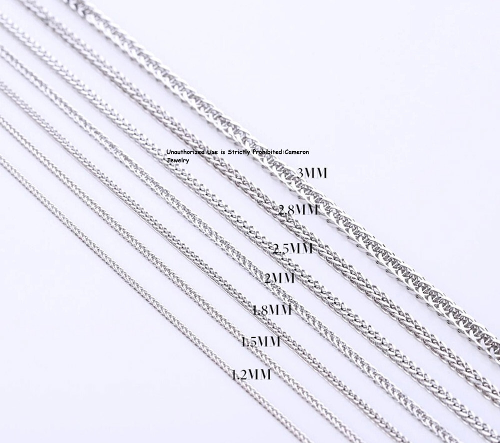 Pure S999 Fine Silver 999 Chain Men Women 1.2-3mm Wheat Link Necklace 16-32inch