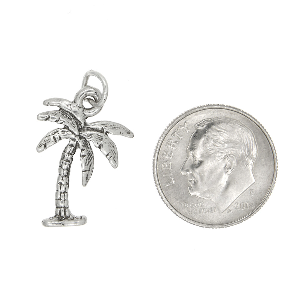 Sterling Silver Flat Palm Tree Charm or Pendant
