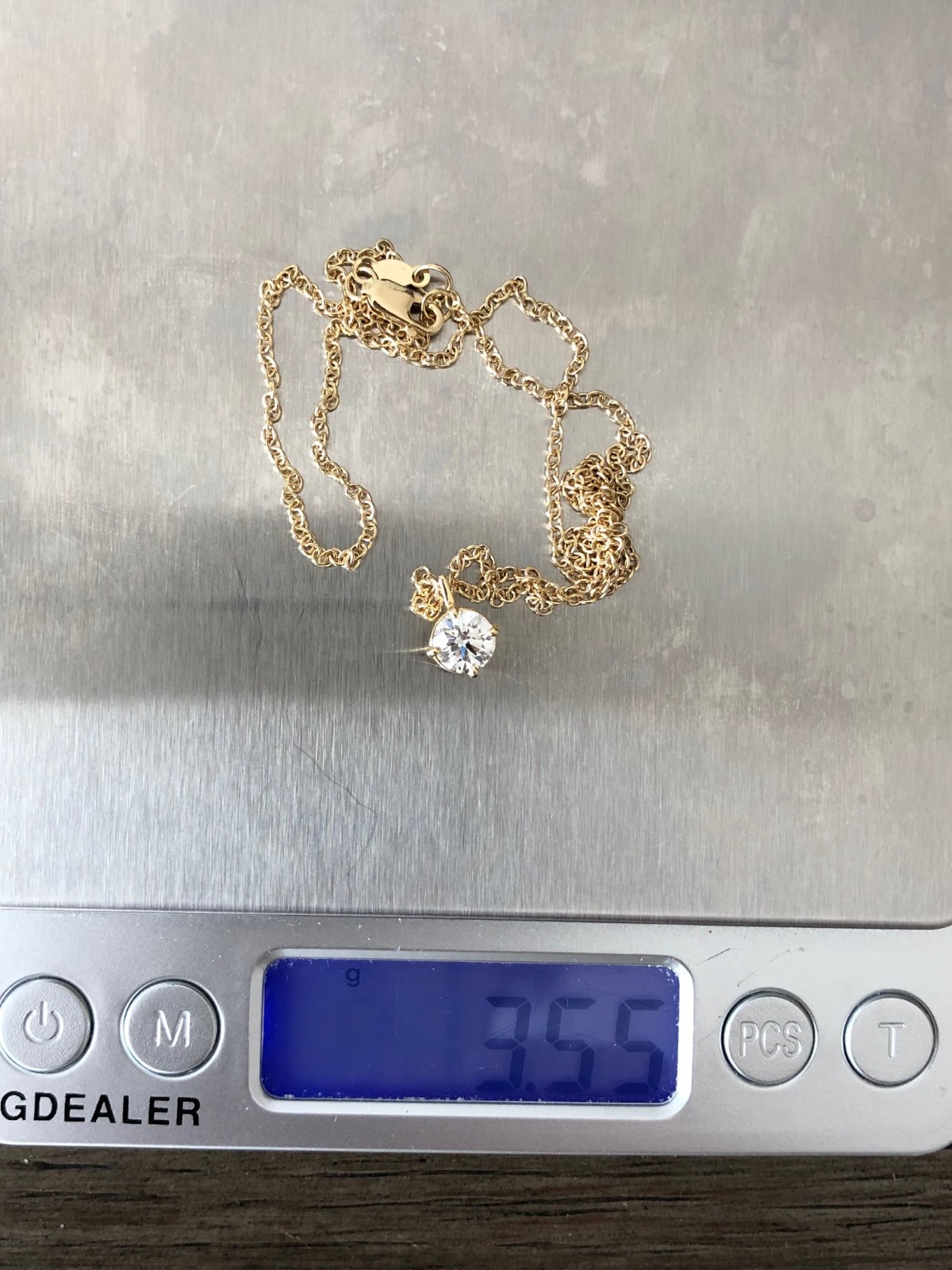 Blue Nile 18K YG Diamond Round Cut Pendant 0.77 Ct, G, VS1 With GIA Report