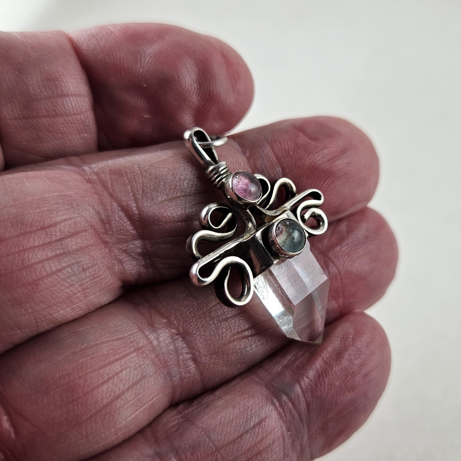 Sterling Silver Clear Crystal Pendant 6.7g [8923]