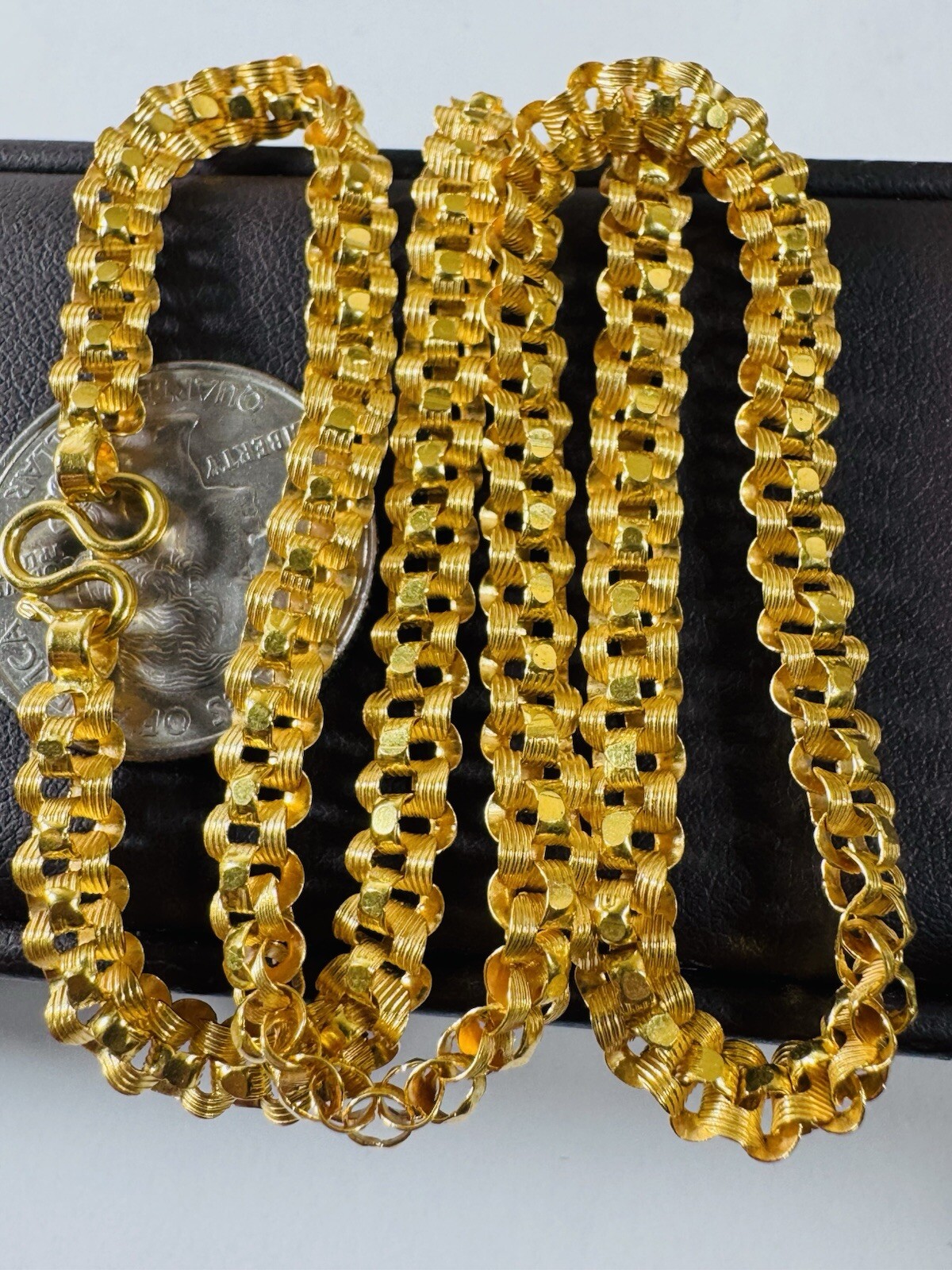 22K 916 22C Fine Real Dubai Gold 17.5”/18 inches Necklace 19g 6mm