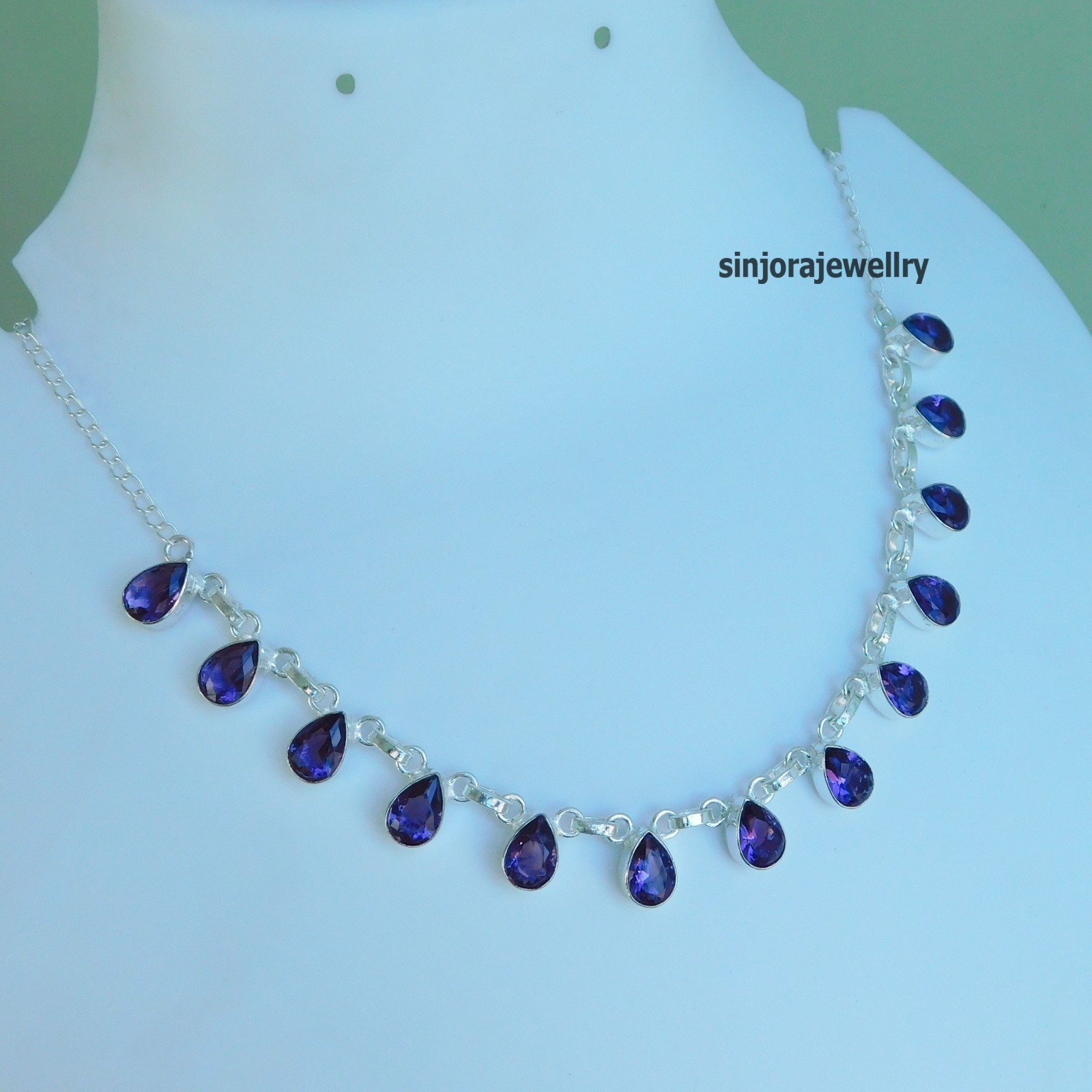 Amethyst Gemstone 925 Sterling Silver Handmade Gift Necklace 18″