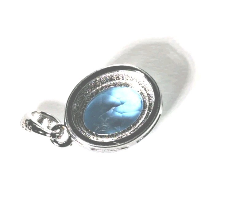 925 Sterling Silver NATURAL Blue Topaz Pendant Necklace PEN66
