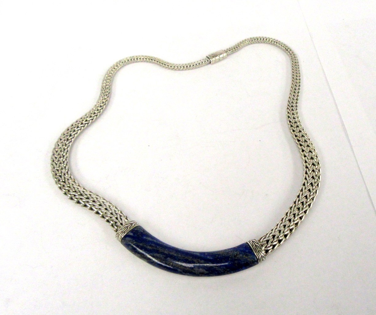 John Hardy Kali Lava Serling Silver Lapis Lazuli Statement Necklace 16″