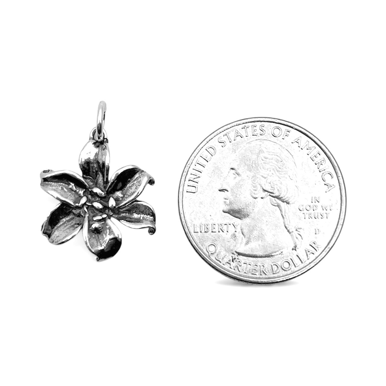 Sterling Silver Lily Flower Charm Necklace